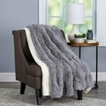 Daphnes Dinnette Soft Hypoallergenic Long Pile Faux Rabbit Fur Blanket with Sherpa Back Throw, 60 x 70 in. - Pewter DA3254338